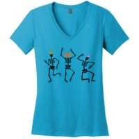 Dancing Skeleton Witches Halloween Great Gift Women's V-Neck T-Shirt