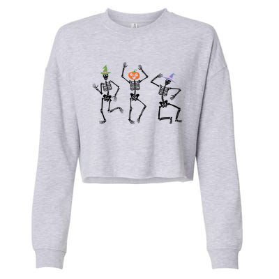 Dancing Skeleton Witches Halloween Great Gift Cropped Pullover Crew