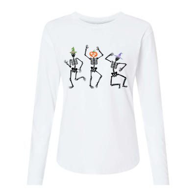 Dancing Skeleton Witches Halloween Great Gift Womens Cotton Relaxed Long Sleeve T-Shirt