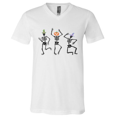 Dancing Skeleton Witches Halloween Great Gift V-Neck T-Shirt