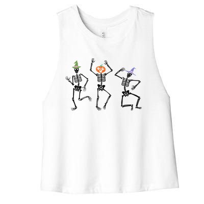 Dancing Skeleton Witches Halloween Great Gift Women's Racerback Cropped Tank