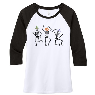 Dancing Skeleton Witches Halloween Great Gift Women's Tri-Blend 3/4-Sleeve Raglan Shirt