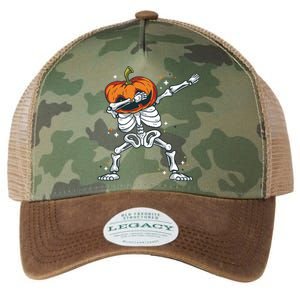 Dabbing Skeleton With Pumpkin Head Jack O Lantern Dab Cute Gift Legacy Tie Dye Trucker Hat