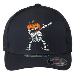 Dabbing Skeleton With Pumpkin Head Jack O Lantern Dab Cute Gift Flexfit Unipanel Trucker Cap