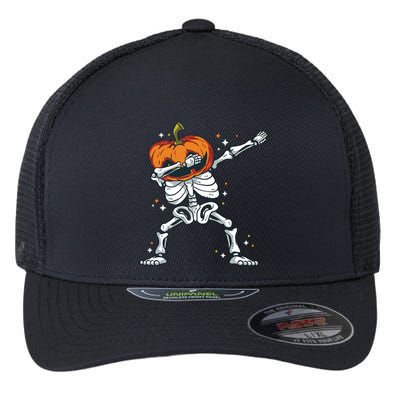 Dabbing Skeleton With Pumpkin Head Jack O Lantern Dab Cute Gift Flexfit Unipanel Trucker Cap