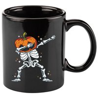 Dabbing Skeleton With Pumpkin Head Jack O Lantern Dab Cute Gift 11oz C Handle Ceramic Mug