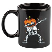 Dabbing Skeleton With Pumpkin Head Jack O Lantern Dab Cute Gift 11oz C Handle Ceramic Mug