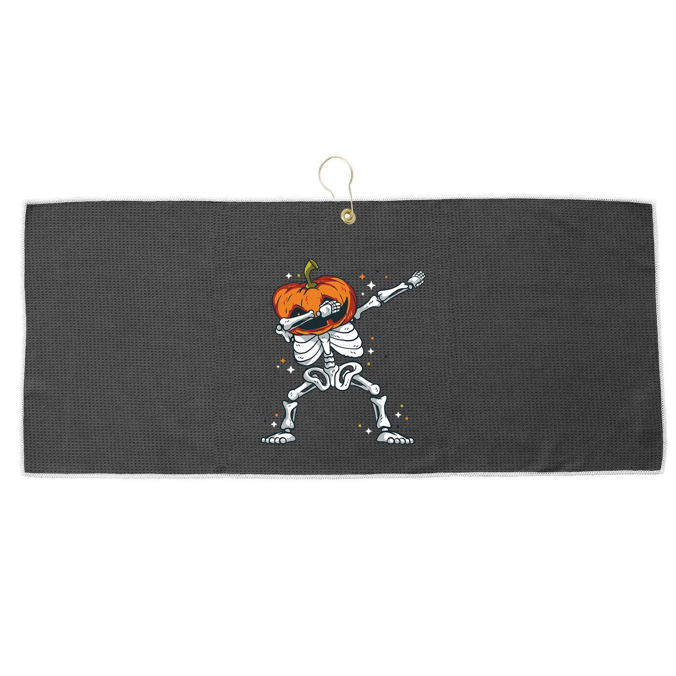 Dabbing Skeleton With Pumpkin Head Jack O Lantern Dab Cute Gift Large Microfiber Waffle Golf Towel