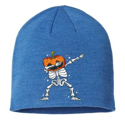 Dabbing Skeleton With Pumpkin Head Jack O Lantern Dab Cute Gift Sustainable Beanie