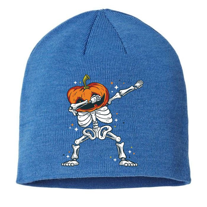 Dabbing Skeleton With Pumpkin Head Jack O Lantern Dab Cute Gift Sustainable Beanie