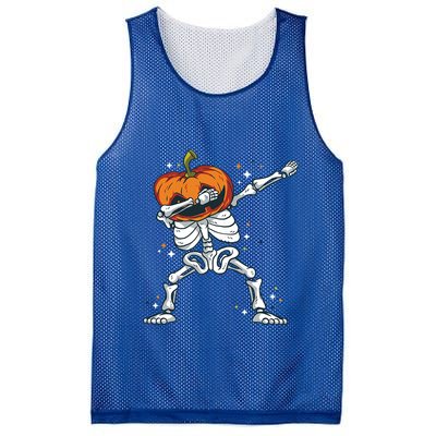 Dabbing Skeleton With Pumpkin Head Jack O Lantern Dab Cute Gift Mesh Reversible Basketball Jersey Tank