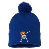 Dabbing Skeleton With Pumpkin Head Jack O Lantern Dab Cute Gift Pom Pom 12in Knit Beanie