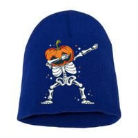 Dabbing Skeleton With Pumpkin Head Jack O Lantern Dab Cute Gift Short Acrylic Beanie