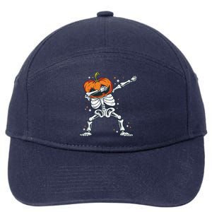 Dabbing Skeleton With Pumpkin Head Jack O Lantern Dab Cute Gift 7-Panel Snapback Hat