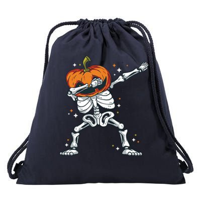 Dabbing Skeleton With Pumpkin Head Jack O Lantern Dab Cute Gift Drawstring Bag