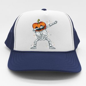 Dabbing Skeleton With Pumpkin Head Jack O Lantern Dab Cute Gift Trucker Hat