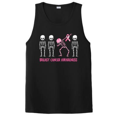 Dabbing Skeleton with Pink Ribbon Breast Cancer Awareness Halloween PosiCharge Competitor Tank