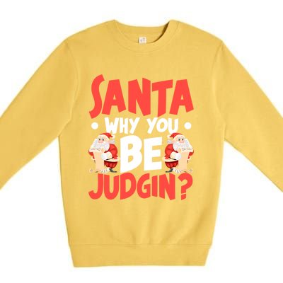 Dear Santa Why You Be Judging Funny Gift Premium Crewneck Sweatshirt