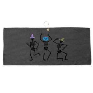 Dancing Skeleton Witches Halloween Cute Gift Large Microfiber Waffle Golf Towel