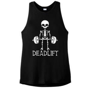 Deadlift Skeleton Workout Bodybuilding Gym Funny Skull Ladies PosiCharge Tri-Blend Wicking Tank