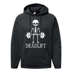 Deadlift Skeleton Workout Bodybuilding Gym Funny Skull Performance Fleece Hoodie