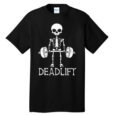 Deadlift Skeleton Workout Bodybuilding Gym Funny Skull Tall T-Shirt