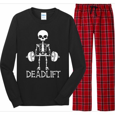 Deadlift Skeleton Workout Bodybuilding Gym Funny Skull Long Sleeve Pajama Set