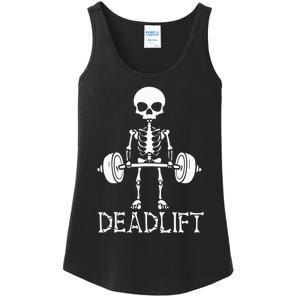 Deadlift Skeleton Workout Bodybuilding Gym Funny Skull Ladies Essential Tank