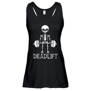 Deadlift Skeleton Workout Bodybuilding Gym Funny Skull Ladies Essential Flowy Tank