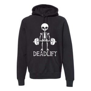 Deadlift Skeleton Workout Bodybuilding Gym Funny Skull Premium Hoodie