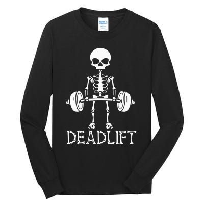 Deadlift Skeleton Workout Bodybuilding Gym Funny Skull Tall Long Sleeve T-Shirt