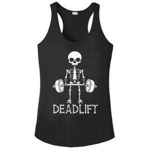 Deadlift Skeleton Workout Bodybuilding Gym Funny Skull Ladies PosiCharge Competitor Racerback Tank