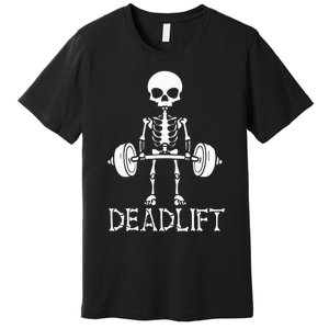 Deadlift Skeleton Workout Bodybuilding Gym Funny Skull Premium T-Shirt