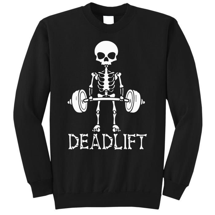 Deadlift Skeleton Workout Bodybuilding Gym Funny Skull Tall Sweatshirt