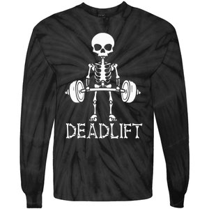 Deadlift Skeleton Workout Bodybuilding Gym Funny Skull Tie-Dye Long Sleeve Shirt