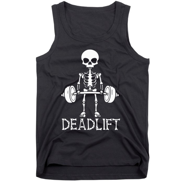 Deadlift Skeleton Workout Bodybuilding Gym Funny Skull Tank Top