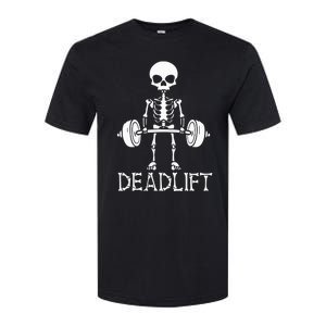 Deadlift Skeleton Workout Bodybuilding Gym Funny Skull Softstyle CVC T-Shirt