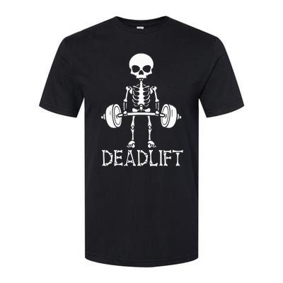 Deadlift Skeleton Workout Bodybuilding Gym Funny Skull Softstyle CVC T-Shirt