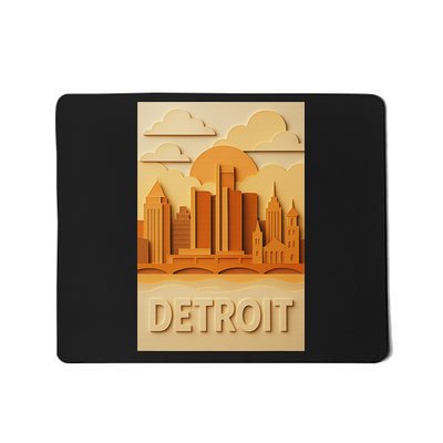 Detroit Skyline With Bridge Design Mousepad
