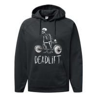 Deadlift Skeleton Workout Halloween Weight Lifting Fitness Performance Fleece Hoodie