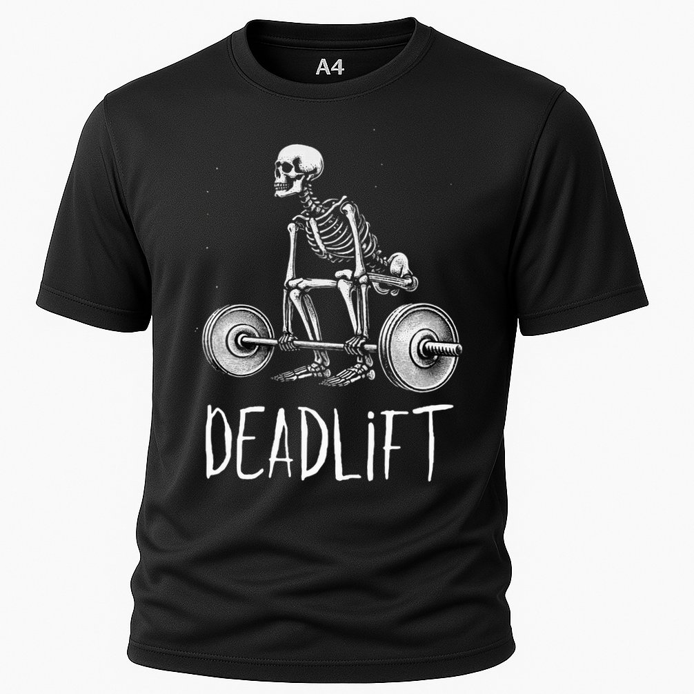 Deadlift Skeleton Workout Halloween Weight Lifting Fitness Cooling Performance Crew T-Shirt