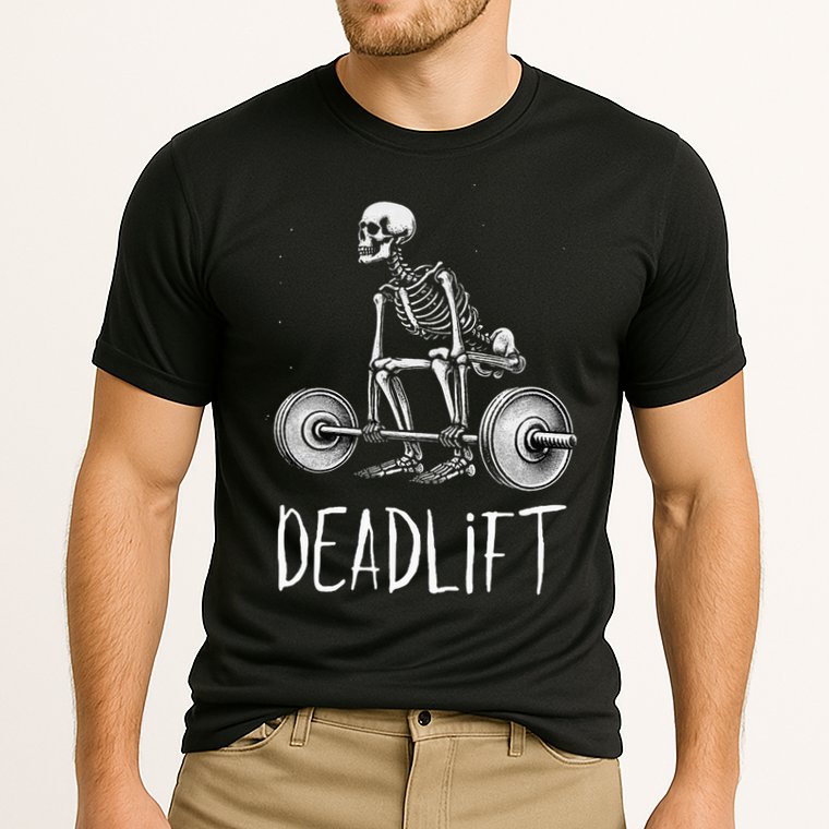 Deadlift Skeleton Workout Halloween Weight Lifting Fitness Cooling Performance Crew T-Shirt