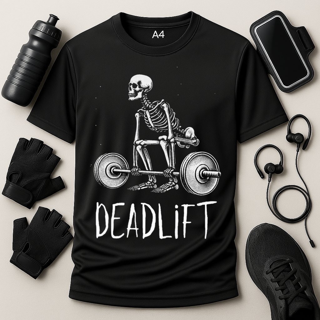 Deadlift Skeleton Workout Halloween Weight Lifting Fitness Cooling Performance Crew T-Shirt