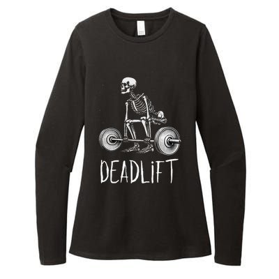 Deadlift Skeleton Workout Halloween Weight Lifting Fitness Womens CVC Long Sleeve Shirt