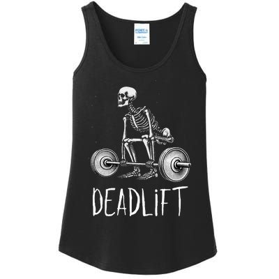 Deadlift Skeleton Workout Halloween Weight Lifting Fitness Ladies Essential Tank