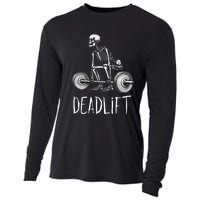 Deadlift Skeleton Workout Halloween Weight Lifting Fitness Cooling Performance Long Sleeve Crew