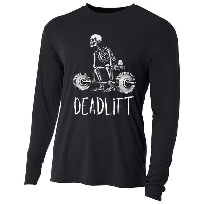 Deadlift Skeleton Workout Halloween Weight Lifting Fitness Cooling Performance Long Sleeve Crew