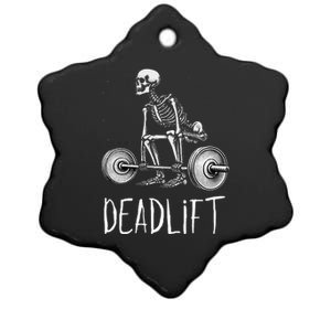 Deadlift Skeleton Workout Halloween Weight Lifting Fitness Ceramic Star Ornament