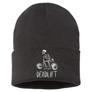 Deadlift Skeleton Workout Halloween Weight Lifting Fitness Sustainable Knit Beanie