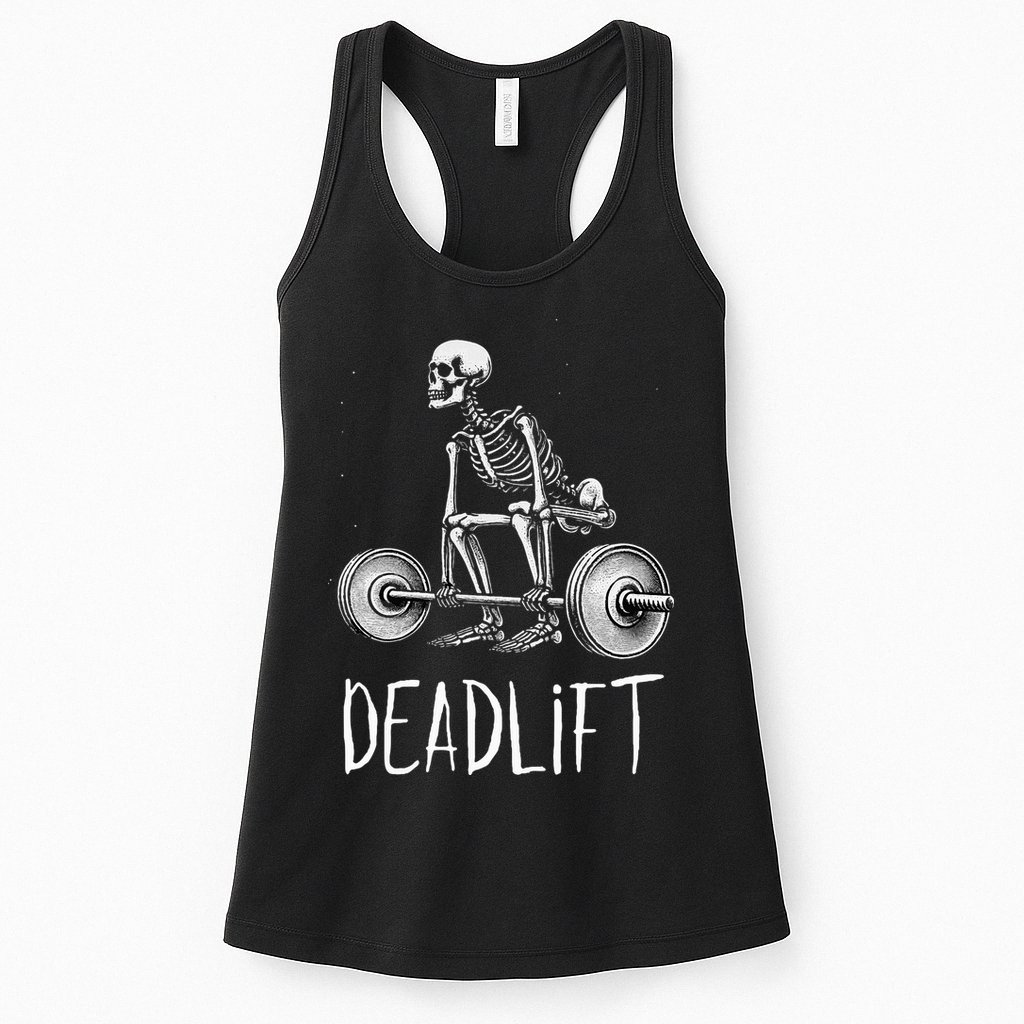 Deadlift Skeleton Workout Halloween Weight Lifting Fitness Womens Tank Top
